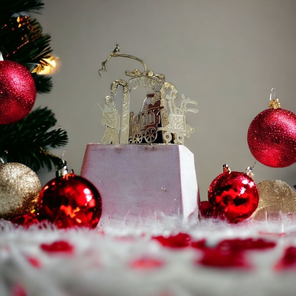 Danbury Mint 1987 TOYLAND‎ Gold Plated Christmas Ornament Candy Canes ~EUC